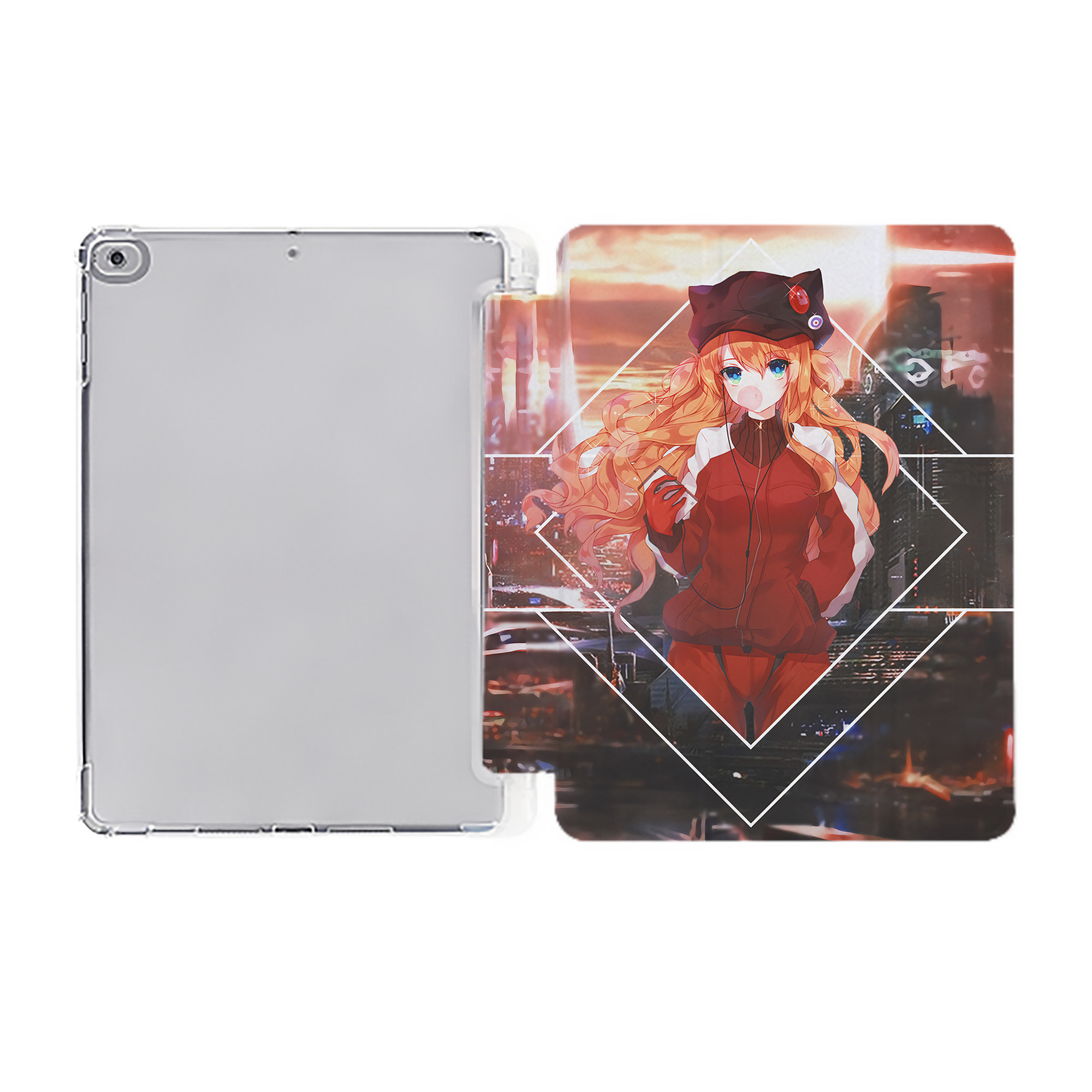 （画像用） EVA 新世紀エヴァンゲリオン IPad ケース ペン収納付き 三つ折りスタンド PUレザー×シリコン 対応機種9.5/10.5/10.9インチ